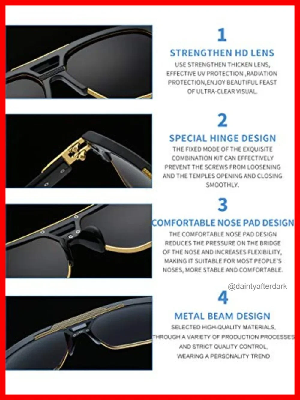 Retro Semi-Rimless Square Sunglasses UV400 Oversized Unisex
